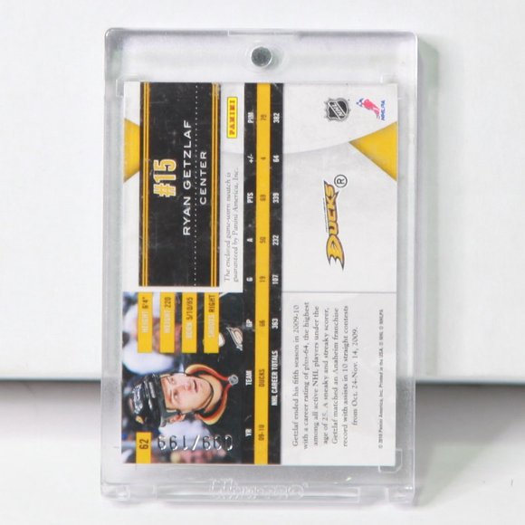 Ryan Getzlaf Panini America Game-Worn Swatch #62 009/199 Anaheim Ducks - Picture 2 of 2